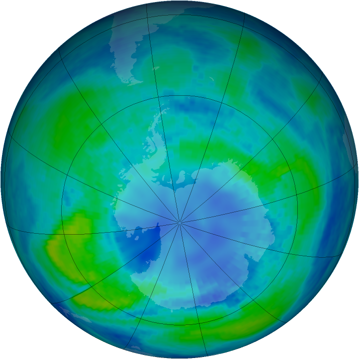 Antarctic ozone map for 14 April 1994
